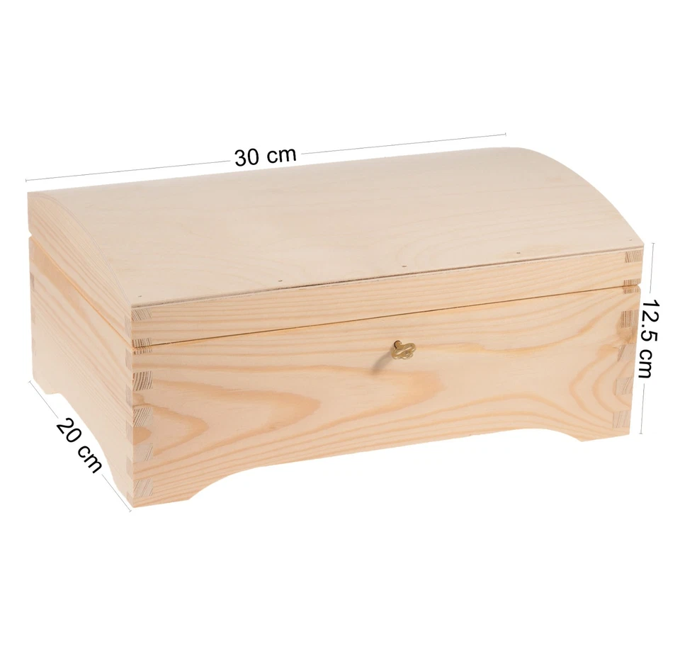 Large Wooden Chest with Key & 6 Slots – Ideal for Decoupage & Storage (30x20 cm) - Image 2 of 3