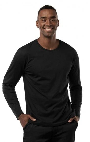 (5) WonderWink Men's Crew Neck Long Sleeve Tee Black large model 2909 - Image 2 of 4
