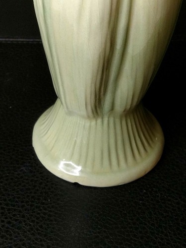 Unique Porcelain Sage Green & Yellow Bud Vase w/ Applied Butterfly - Picture 9 of 12