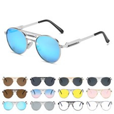 Vintage Steampunk Style Inspired Round Sunglasses Classic Metal Hipster Glasses