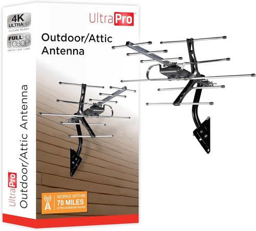 HD Digital, Long Range Smart TV Antenna, Supports 4K 1080P HD VHF UHF, Outdoor