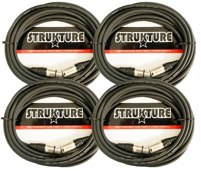 4x Strukture SMC20 High Performance Rubber XLR Microphone- 20 FT Cables 