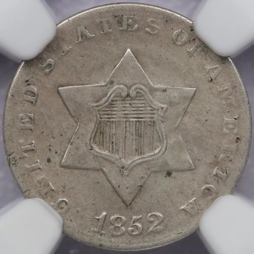 1852 Three Cent Silver - NGC AU 55