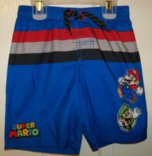 Super Mario Nintendo Luigi Gamer Swim Board Shorts Trunks Boys Size 4 / 5 NWT