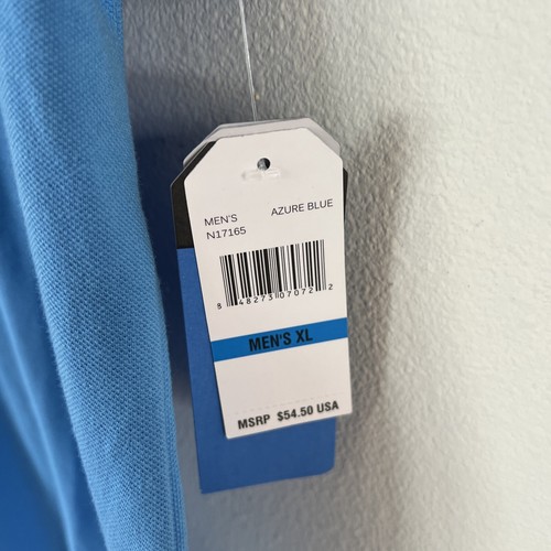 Nautica Classic Fit Performance Deck Shirt Azure Blue XL Breathable Cotton Blend - Picture 3 of 5