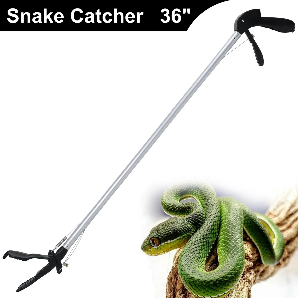 New Heavy Duty 36'' Snake Stick Reptile Catcher Tongs Grabber Wide Jaw Tools