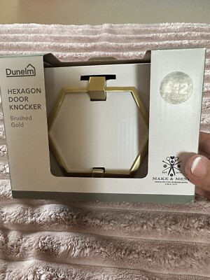 Neu & Originalverpackt Sechseck Türklopfer Gebürstet Gold Tür Möbel Dunelm