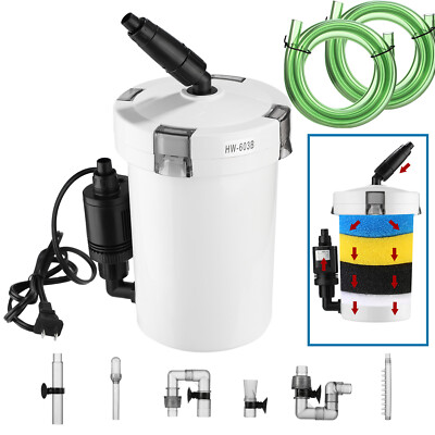 Aquarium Fish Tank External Canister Filter with Pump Pre-Filter HW-603B 105GPH