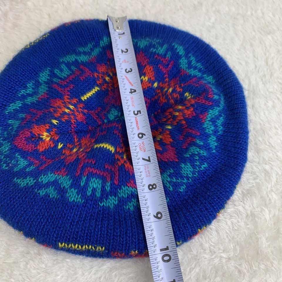 Boina redonda nórdica vintage años 90 tejida sombrero azul suroeste novedad isla justa Foto 2 de 4