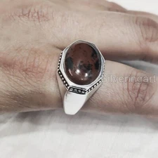 MAHOGANY JASPER GEMSTONE 925 STERLING SILVER CHRISTMAS TURKISH HEAVY MENS RING