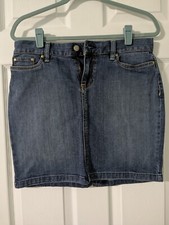 Vintage Old Navy low waist denim mini skirt Size 4 Stretch Faded Dark wash
