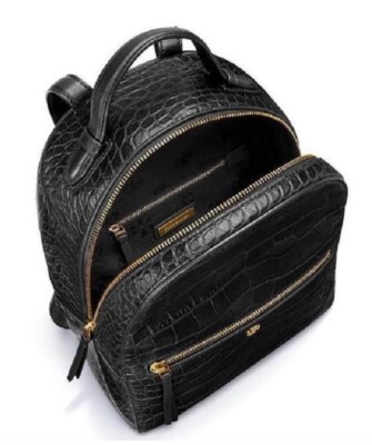 New Tory Burch Croc Embossed Black Leather Backpack | eBay