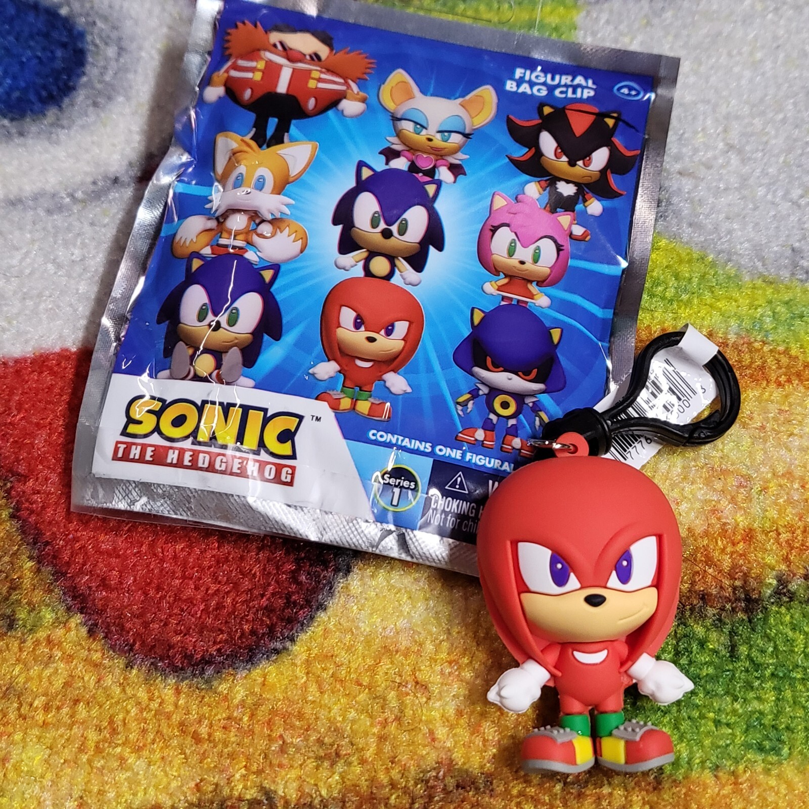 Sonic the Hedgehog KNUCKLES Figure Figural Bag Clip Monogram 2023 2"