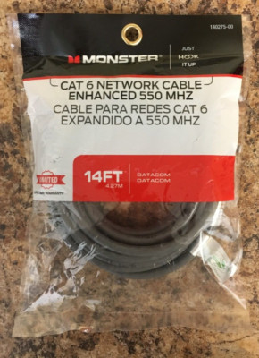 Monster 140275-00 Just Hook It Up CAT 6 Network Cable 14 ft. Enhanced 550 MHZ