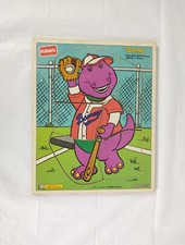 Vintage 1993 Baseball Barney Wood Puzzle 328-02 Playskool 6 Pieces Ages 2-5