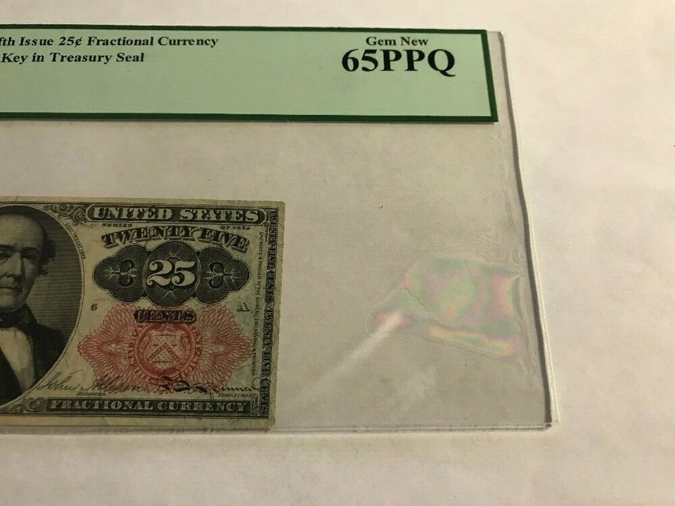 Fr. 1308  25c 5th Issue Fractional Currency Long Thin Key Treasury PCGS 65 PPQ - Image 3 of 4