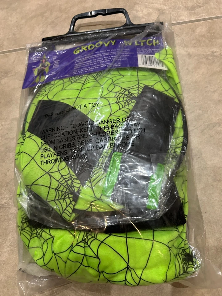 Groovy Witch 5 pc Costume NEW retail packing Green Black  Womens Small Med 2-8 - Image 2 of 2