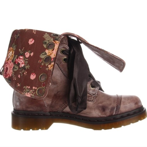 Dr. Martens Floral Combat Boots Vintage Leather Lace-up Ankle Boots UK 4 - Picture 16 of 16