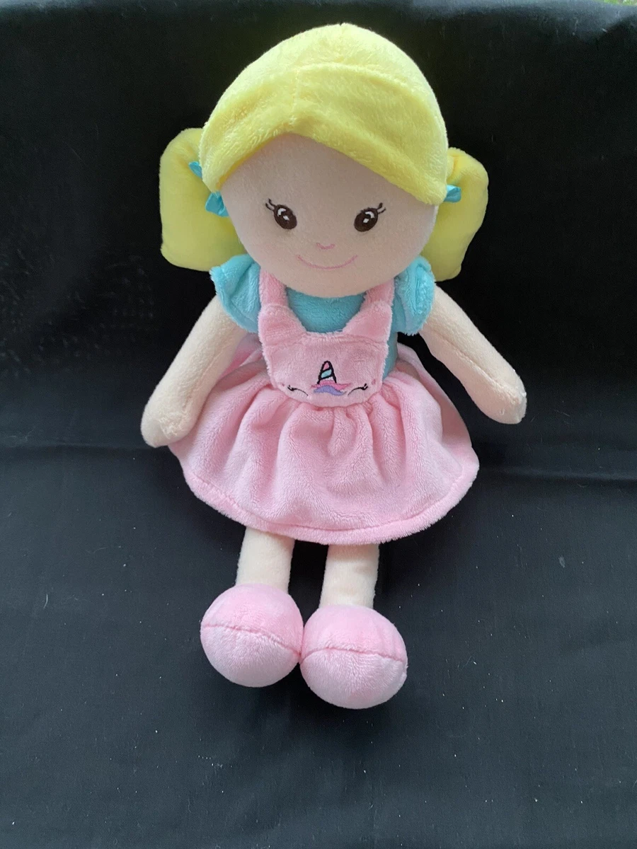 Pink Plush Blonde Unicorn Rag Doll