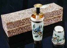 Finnish Silver & Enamel Thread Holder & Thimble in Box, Pohjolan Helsinki 1926.