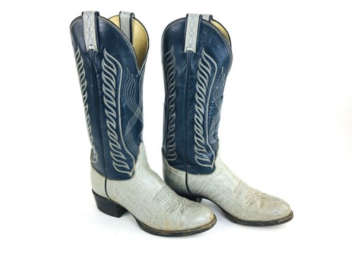 Tony Lama Cowboy Boots Blue \u0026 Gray 