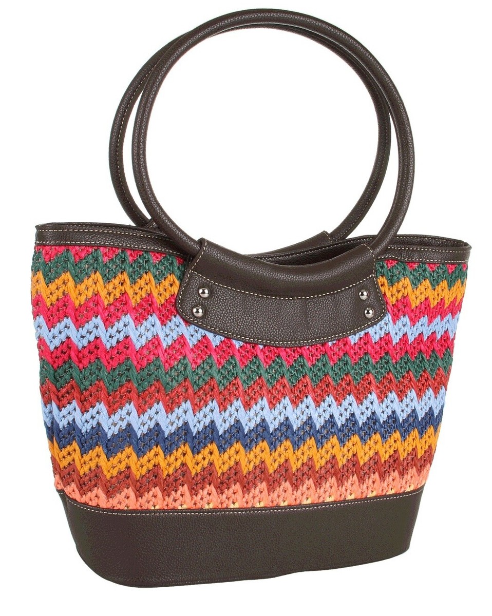 Nine West Weave It To Me 3-Section Multi-Stripe Tassel Crochet