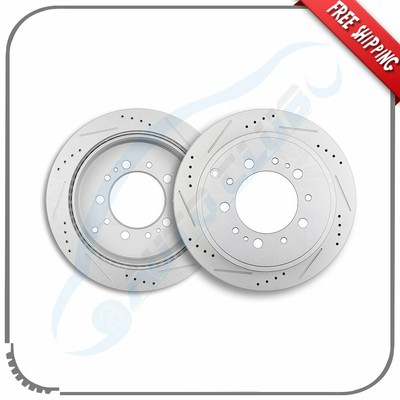 2X 18mm Thick Rear Brake Rotors Drilled & Slotted For Toyota Tundra
