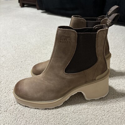 NEW SOREL Hi-Line  Heel Chelsea Umber Ceramic Waterproof Boots Women s Sz 11 US