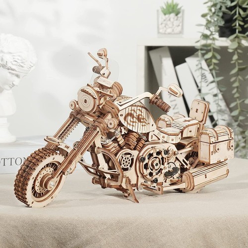 ROKR Wood Motorcycle Moving Model Mechanical 3D Wooden Puzzle DIY Building Toys - Picture 5 of 10