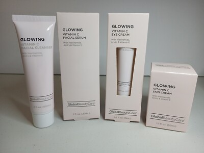 4 Pc Global Beauty Care Glowing Vit C Facial Cleanser & Serum, Eye & Skin Cream