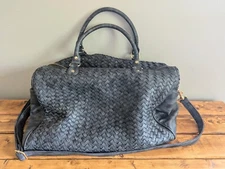 Deux Lux Vegan Leather Woven Duffle Bag Weekender Overnight Travel Tote