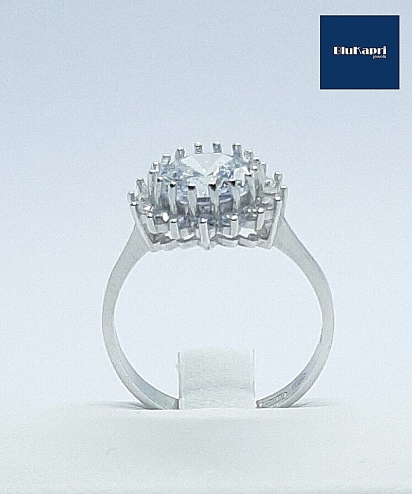 Anello donna argento 925 oro bianco solitario kate con zirconi bianchi - Immagine 3 di 4