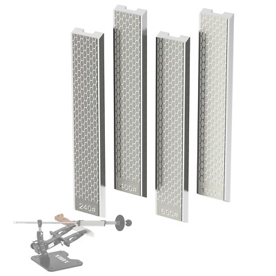 4 PCS Diamond Knife Sharpening Stones Set with Aluminum Base 6.2×0.9''