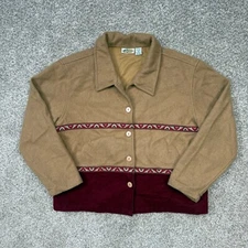 Vtg Collections Etc Wool Shirt Jacket Womens Large Short Aztec Western Bohemian