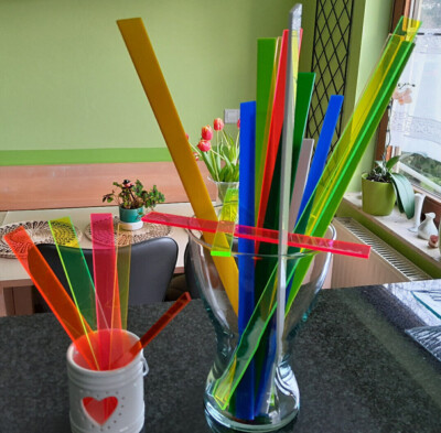 LED Blende Leiste PLEXIGLAS Acrylglas  Bunt Streifen Zuschnitt Bilder Rahmen Y
