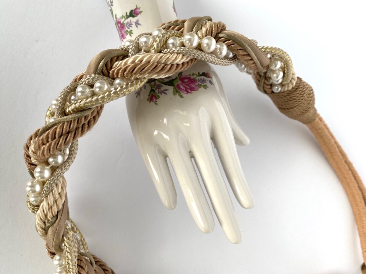 Belt Vintage Artisan Pearl Rope Taupe Beige Faux Pearl | eBay