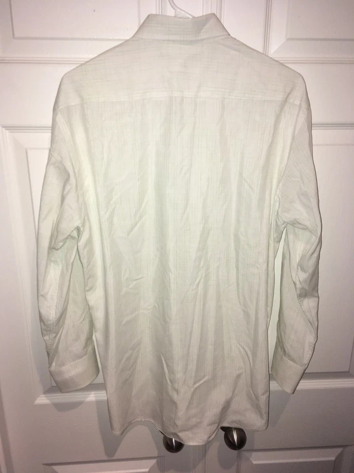 Camisa de vestir con botones para hombre PRADA - Auténtica Italia - Patrón blanco verde - 15,75/40 Foto 4 de 4