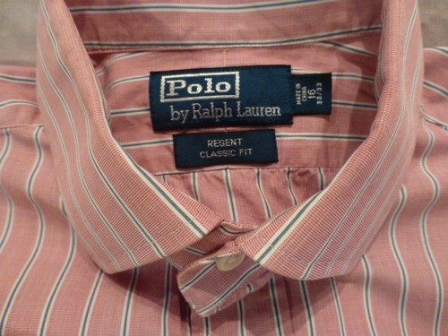 Polo Ralph Lauren Men's Sz 16 REGENT Long Sleeve Purple/White Stripe Dress Shirt - Picture 4 of 6