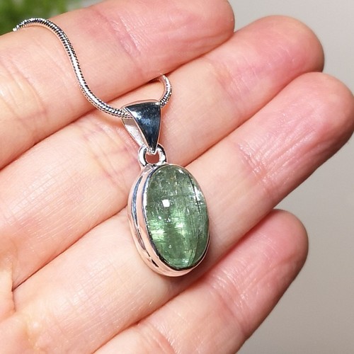 Green Kyanite Sterling Silver Pendant - Picture 2 of 6