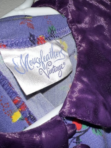 VTG 1990s MouseFeathers Floral Purple Velvet Trim Buttons Long Sleeved ~ Size 5 - Picture 6 of 12