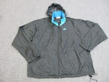 Vintage Nike Jacket Mens XL Black Hooded Full Zip Windbreaker Teal Swoosh 90s