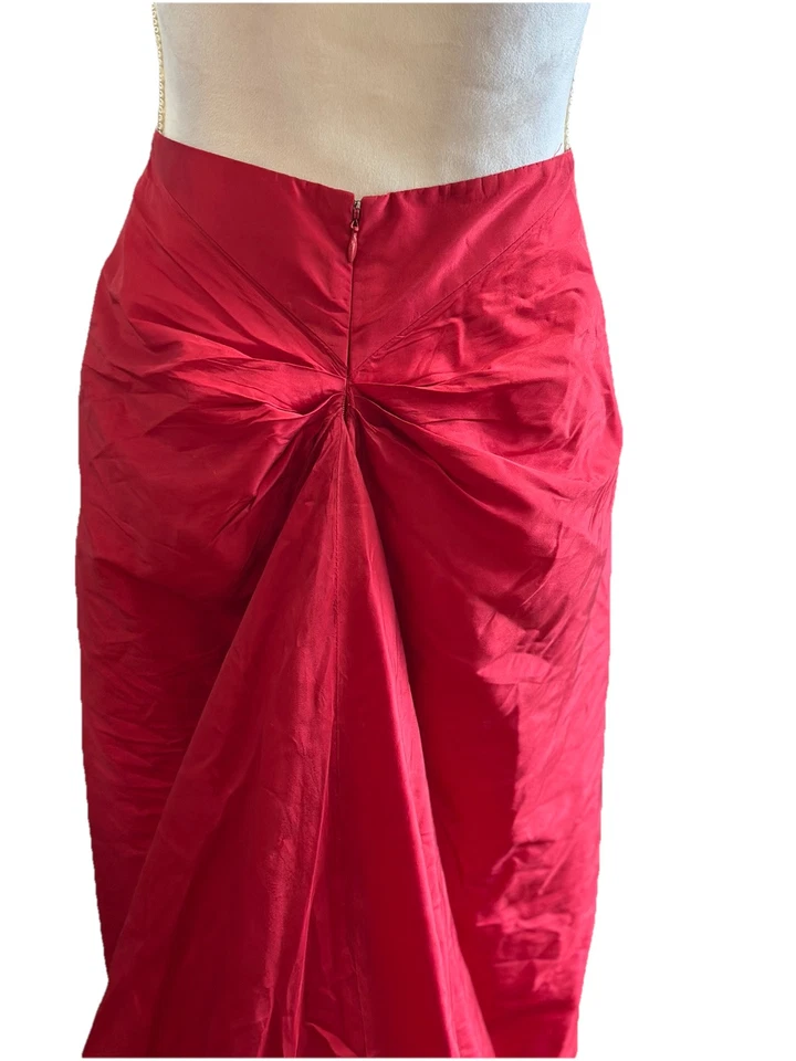 Worth 100% Silk Mermaid Skirt With Train Maxi Long Formal Prom Size S6 Red - Image 4 of 4
