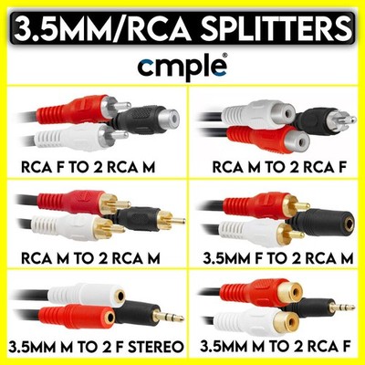 3.5mm to 2 RCA Splitter RCA to 2 3.5mm Adapter Stereo Audio Connector Y-Splitter