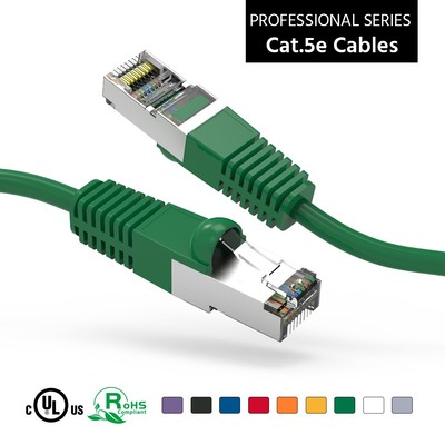 10Ft CAT5E Shielded (FTP) Ethernet Network Booted Cable Green