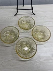Set Of 4 Federal Glass Company "Star Amber" pattern small berry bowl
