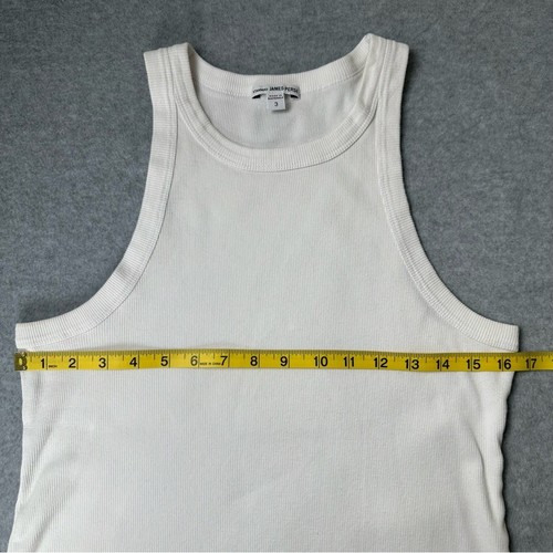James Perse Ribbed White Tank Top Size 3 Womens Large Casual Classic Minimalist - Picture 8 of 13