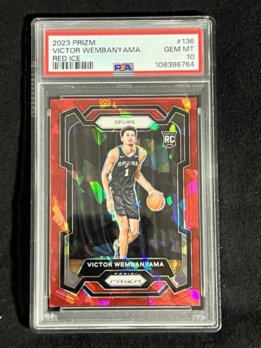 2023 PANINI PRIZM RED ICE #136 VICTOR WEMBANYAMA ROOKIE RC PSA 10