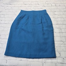 Norton McNaughton Vintage Blue Pencil Skirt Size 10 High Waist Lined Knee Length