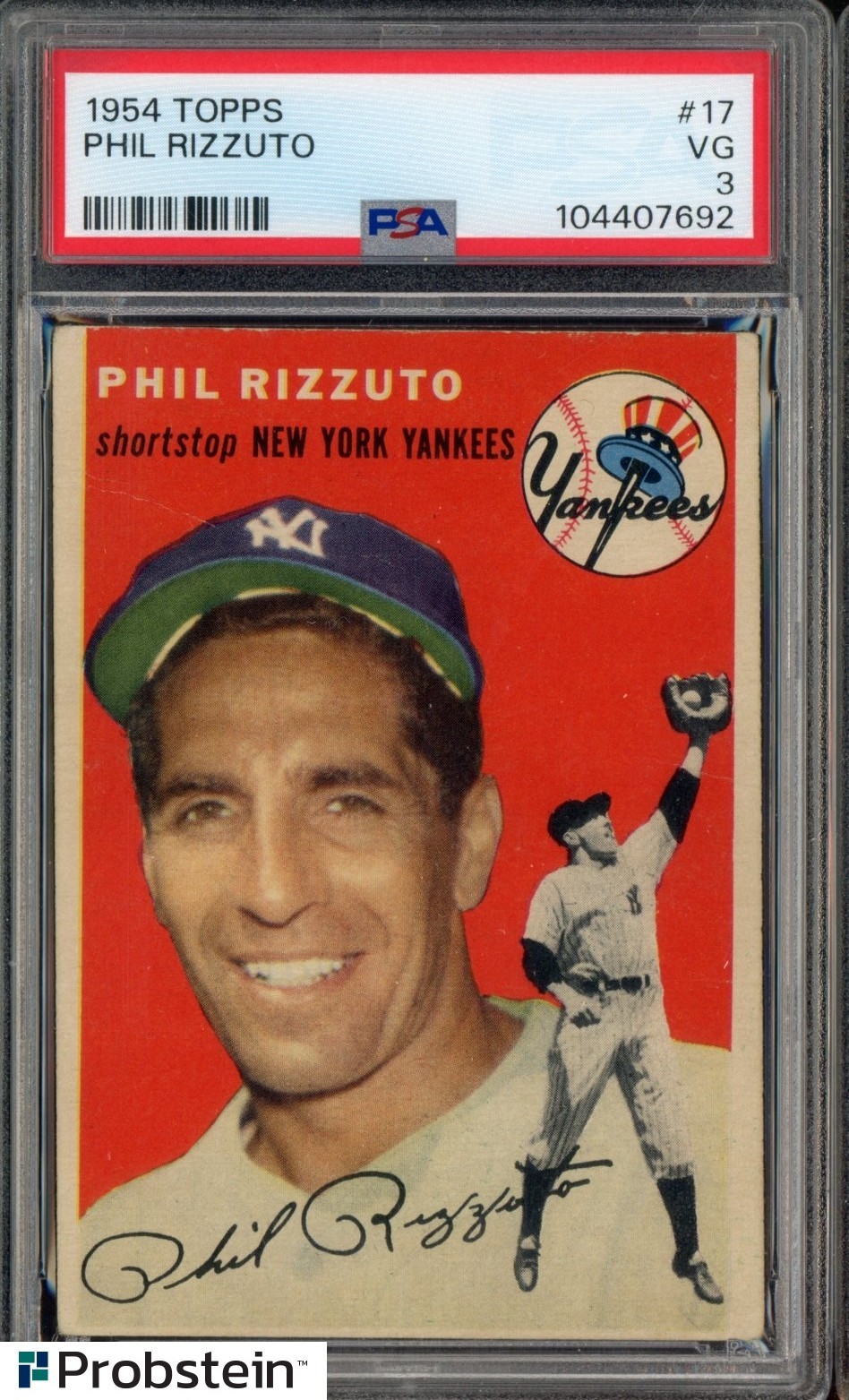 1954 Topps #17 Phil Rizzuto New York Yankees HOF PSA 3 VG
