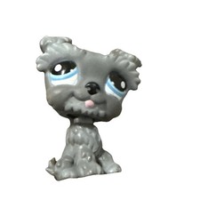 Littlest Pet Shop #1393 Schnauzer Scottie Dog Grey Blue Eyes 2008 Authentic LPS